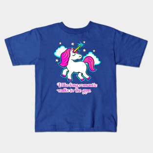 Fitness Unicorn, gym girl, barbell unicorn Kids T-Shirt